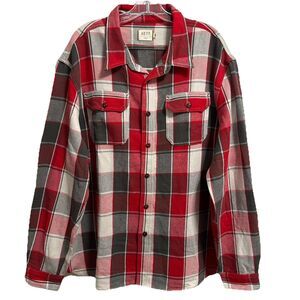 AE77 American Eagle XL Shirt Premium Cotton Flannel Red Gray Men's Unisex NWT